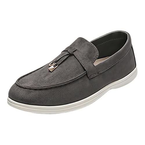 JXpxbao Herren Elegant Schnalle Halbschuhe Komfort Wildleder Fahrschuhe Stilvoll Mokassin Slippers Hausschuhe Pantoffeln Klassische Mokassins Slip on Penny Loafer (Grau,41) von JXpxbao