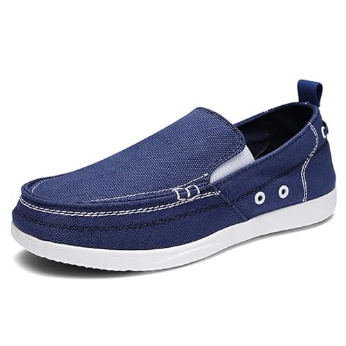 JXpxbao Herren Espadrilles Mokassins Atmungsaktiv Flache Slipper Slip on Loafer Weich Comfort Klassische Schuhe Anzugschuhe Atmungsaktive Business Freizeitschuhe Canvas Schlupfschuhe (Dunkel blau,41) von JXpxbao