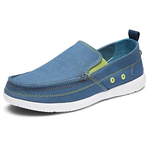 JXpxbao Herren Espadrilles Mokassins Atmungsaktiv Flache Slipper Slip on Loafer Weich Comfort Klassische Schuhe Anzugschuhe Atmungsaktive Business Freizeitschuhe Canvas Schlupfschuhe (Hell blau,42) von JXpxbao