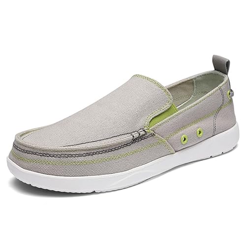 JXpxbao Herren Espadrilles Mokassins Atmungsaktiv Flache Slipper Slip on Loafer Weich Comfort Klassische Schuhe Anzugschuhe Atmungsaktive Business Freizeitschuhe Canvas Schlupfschuhe (Hell grau,44) von JXpxbao