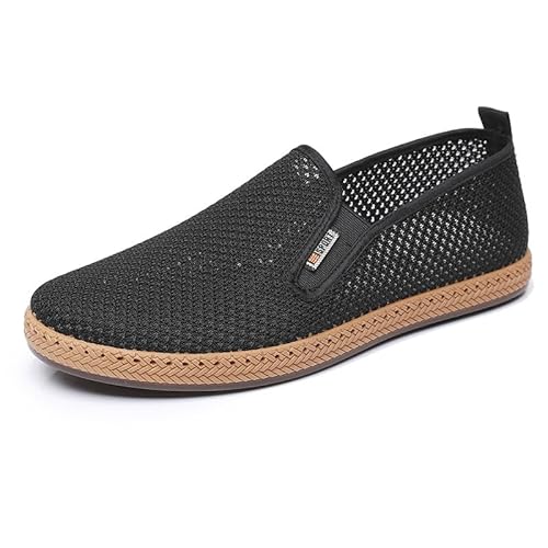 JXpxbao Herren Espadrilles Mokassins Atmungsaktiv Flache Slipper Slip on Loafer Weich Comfort Klassische Schuhe Lässige Atmungsaktive Sportschuhe (Schwarz,45) von JXpxbao