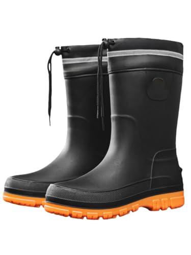 JXpxbao Herren-Gummistiefel | Gummistiefel | Halbe Gummistiefel | Halbe Stiefel Für Schlammiges Gelände | Gebürstetes Design | Größen 39–47 (Gelbes Bündel,43) von JXpxbao