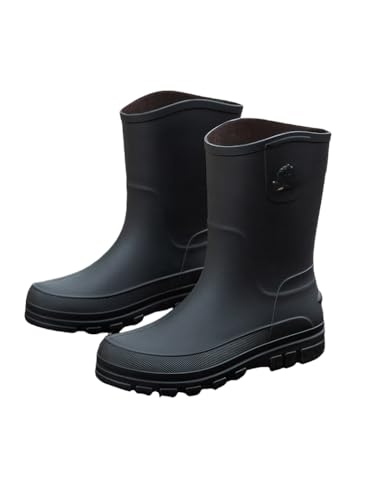 JXpxbao Herren-Gummistiefel | Gummistiefel | Halbe Gummistiefel | Halbe Stiefel Für Schlammiges Gelände | Gebürstetes Design | Größen 39–47 (Schwarz,44) von JXpxbao