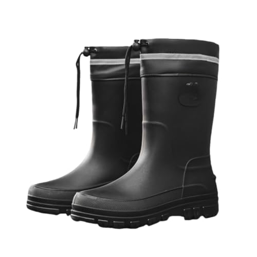 JXpxbao Herren-Gummistiefel | Gummistiefel | Halbe Gummistiefel | Halbe Stiefel Für Schlammiges Gelände | Gebürstetes Design | Größen 39–47 (Schwarzes Bündel,41) von JXpxbao