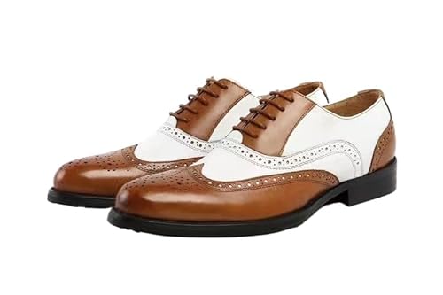 JXpxbao Herren Gutaussehend Hochzeitsschuhe Oxfords Mikrofaser-Leder Nähen Farben Formelle Abendschuhe (braun,41) von JXpxbao
