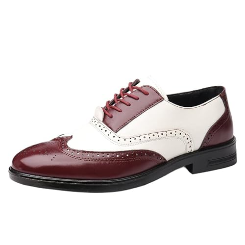 JXpxbao Herren Gutaussehend Hochzeitsschuhe Oxfords Mikrofaser-Leder Nähen Farben Formelle Abendschuhe (rot,46) von JXpxbao