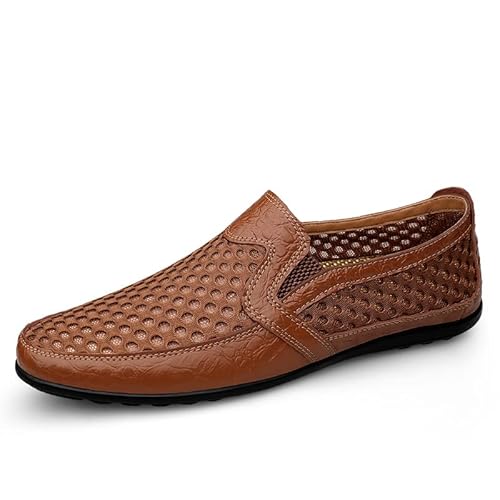 JXpxbao Herren Klassische Mokassins Flache Slipper Slip on Penny Loafer Weich Comfort Schuhe Bootsschuhe Atmungsaktiv Sportschuhe Freizeitschuhe EU 38-46 (Braun,42) von JXpxbao