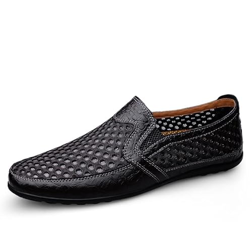 JXpxbao Herren Klassische Mokassins Flache Slipper Slip on Penny Loafer Weich Comfort Schuhe Bootsschuhe Atmungsaktiv Sportschuhe Freizeitschuhe EU 38-46 (Schwarz,42) von JXpxbao