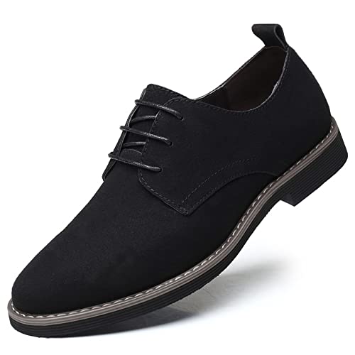 JXpxbao Herren Kleid Oxford Schuhe Wildleder Samt Low-Top Business Anzugschuhe Britische Klassische Schnürung Lässige Schuhe (Schwarz,41) von JXpxbao