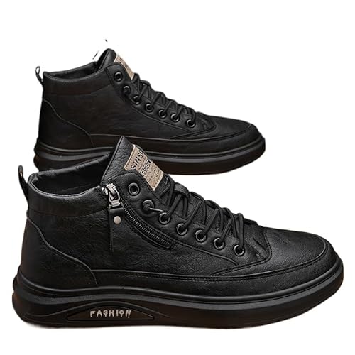JXpxbao Herren Laufschuhe Mode High Top Sneakers Freestyle Hi-Top Lässig Sportschuhe Wanderschuhe Hoch Turnschuhe Freizeitschuhe Fitness Hohe Schuhe (40,schwarz) von JXpxbao