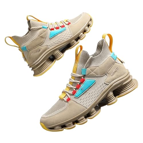 JXpxbao Herren Laufschuhe Mode High Top Sneakers Freestyle Hi-Top Lässig Sportschuhe Wanderschuhe Hoch Turnschuhe Freizeitschuhe Fitness Hohe Schuhe (41,Braun) von JXpxbao