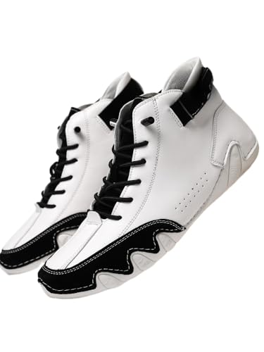 JXpxbao Herren Laufschuhe Mode High Top Sneakers Freestyle Hi-Top Lässig Sportschuhe Wanderschuhe Hoch Turnschuhe Freizeitschuhe Fitness Hohe Schuhe (41,Weiß und Schwarz) von JXpxbao