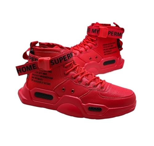 JXpxbao Herren Laufschuhe Mode High Top Sneakers Freestyle Hi-Top Lässig Sportschuhe Wanderschuhe Hoch Turnschuhe Freizeitschuhe Fitness Hohe Schuhe (Rot,44) von JXpxbao