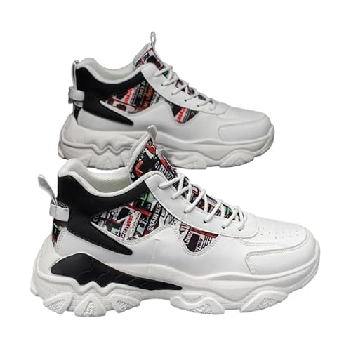 JXpxbao Herren Laufschuhe Mode High Top Sneakers Freestyle Hi-Top Lässig Sportschuhe Wanderschuhe Hoch Turnschuhe Freizeitschuhe Fitness Hohe Schuhe (Weiß und Schwarz,39) von JXpxbao