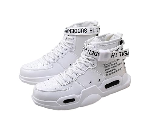JXpxbao Herren Laufschuhe Mode High Top Sneakers Freestyle Hi-Top Lässig Sportschuhe Wanderschuhe Hoch Turnschuhe Freizeitschuhe Fitness Hohe Schuhe (Weiß und Schwarz,42) von JXpxbao