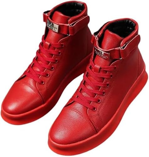 JXpxbao Herren Laufschuhe Mode High Top Sneakers Freestyle Hi-Top Lässig Sportschuhe Wanderschuhe Hoch Turnschuhe Freizeitschuhe Fitness Hohe Schuhe Gr.39-44 (Rot,40) von JXpxbao