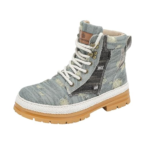 JXpxbao Herren Laufschuhe Mode High Top Sneakers Freestyle Hi-Top Lässig Sportschuhe Wanderschuhe Hoch Turnschuhe Freizeitschuhe Fitness Hohe Stiefel (Denim Blau,39) von JXpxbao