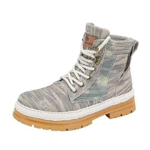 JXpxbao Herren Laufschuhe Mode High Top Sneakers Freestyle Hi-Top Lässig Sportschuhe Wanderschuhe Hoch Turnschuhe Freizeitschuhe Fitness Hohe Stiefel (Denim-Reis,39) von JXpxbao