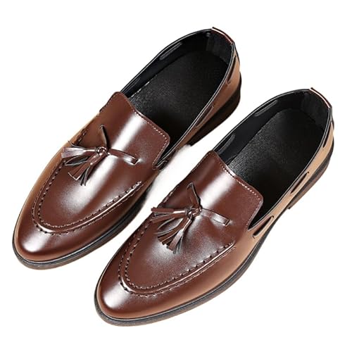 JXpxbao Herren Loafers Mokassins Oxfords Formelle Anzugschuhe Leder Schlupfschuhe (40,Braun) von JXpxbao
