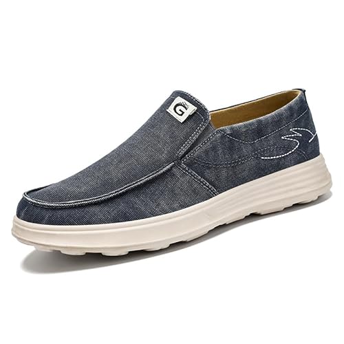 JXpxbao Herren Mokassins Segelschuhe Bootsschuhe Leicht Halbschuhe Atmungsaktive Deckschuhe Slip On Sneakers Ohne Schnürsenkel (Blau,41) von JXpxbao