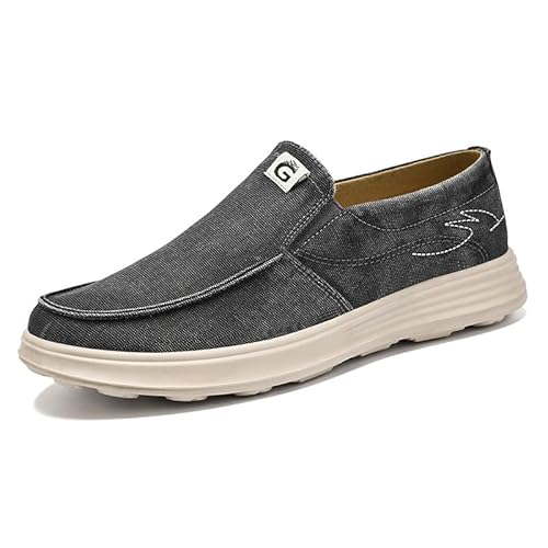 JXpxbao Herren Mokassins Segelschuhe Bootsschuhe Leicht Halbschuhe Atmungsaktive Deckschuhe Slip On Sneakers Ohne Schnürsenkel (Grau,43) von JXpxbao