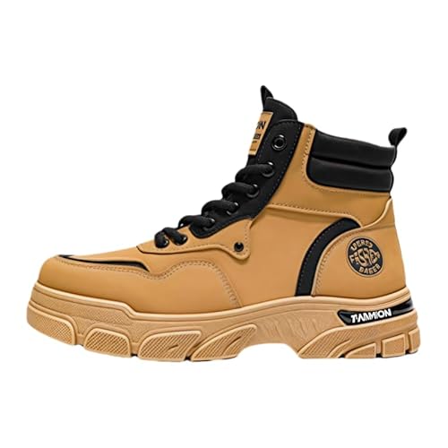 JXpxbao Herren Motorrad Stiefel Schnürstiefel Klassische Chukka Boots Biker Freizeitschuhe Kleid Vintage Stiefelette Für Männer Mode (Khaki,41) von JXpxbao