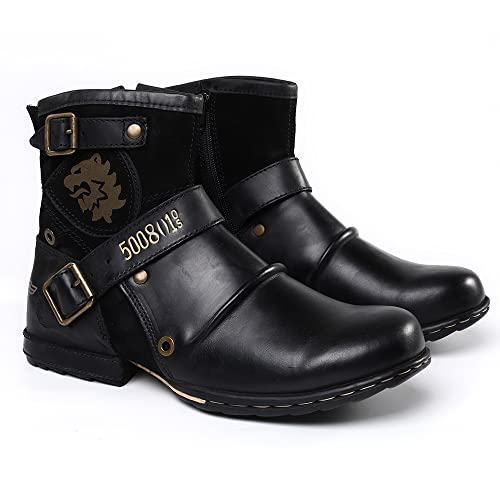 JXpxbao Herren-Motorradstiefel Combat Casual Dress Boot für Männer (Schwarz,42) von JXpxbao