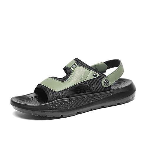 JXpxbao Herren Outdoorsandalen Sommer Pantolette Offene Zehen Sandale Slippers Slide Atmungsaktiv Sandals Rutschfest Hausschuhe Sommerschuhe Strandschuhe Bequemen Slipper Schuhe Gr.39-44 (Grün,44) von JXpxbao
