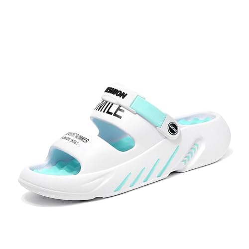 JXpxbao Herren Recovery Sandalen Bequeme Plantarfasziitis Schlappen Orthopädische Offene Zehen Sport Latschen Leicht Rutschfest Badelatschen Sommer Strand Badesandalen Gr.39-48 (Weiß-Blau,47) von JXpxbao
