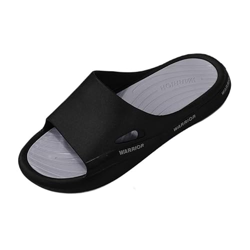 Herren Recovery Sandalen Bequeme Schlappen Orthopädische Offene Zehen Sport Latschen Leicht rutschfest Badelatschen Sommer Strand Badesandalen Flip Flops Indoor/Outdoor (Schwarz Grau,46) von JXpxbao