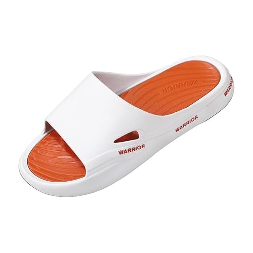 JXpxbao Herren Recovery Sandalen Bequeme Schlappen Orthopädische Offene Zehen Sport Latschen Leicht Rutschfest Badelatschen Sommer Strand Badesandalen Flip Flops Indoor/Outdoor (Weiß Orange,44) von JXpxbao