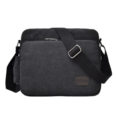 JXpxbao Herren Retro Umhängetasche Kleine Canvas Messenger Bag Sporttasche Outdoor Freizeit Campus Canvas Reisetasche Strandtasche (Schwarz) von JXpxbao