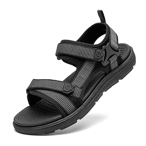 JXpxbao Herren Sandalen Erwachsene Wasserdicht Offene Zehensandalen Atmungsaktiv Sommersandalen Sport Wandern Strand Sportsandalen Für Herren (Schwarz,42) von JXpxbao