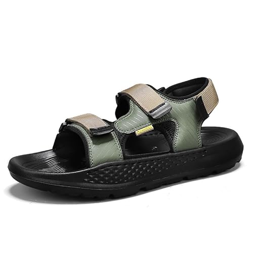 JXpxbao Herren Sandalen Orthopädische Schuhe Sommer Wanderschuhe Trekkingsandalen Outdoor Sport Leder Strand Wandersandale Offene Zehe Wandern Sandalen Lässige Sportsandalen (Grün,43) von JXpxbao