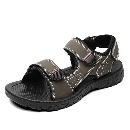 JXpxbao Herren Sandalen Sommer Wanderschuhe Trekkingsandalen Outdoor Sport Leder Strand Wandersandale Offene Zehe Wandern Sandalen Lässige Sportsandalen (Braun-Grün,40) von JXpxbao