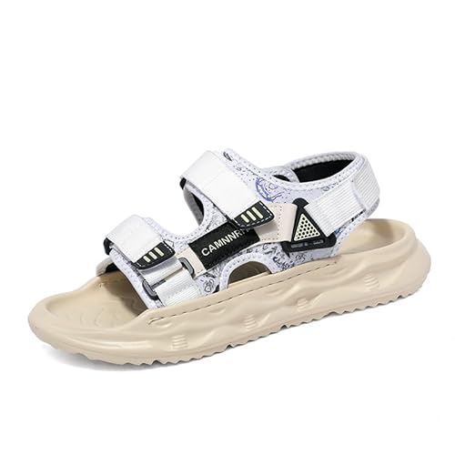 JXpxbao Herren Sandalen Sommer Wanderschuhe Trekkingsandalen Outdoor Sport Leder Strand Wandersandale Offene Zehe Wandern Sandalen Lässige Sportsandalen (Weiß,42) von JXpxbao