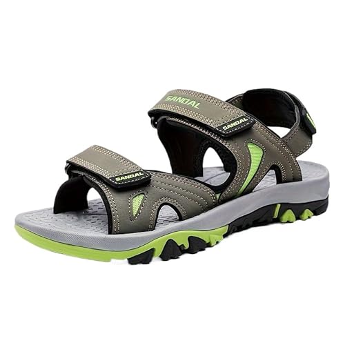 JXpxbao Herren Sandalen Strand Sommer Athletische Sandalen Herren Klettverschluss Anti-Rutsch Wandersandalen Outdoor Strand Reisen Trekking Wander (Armeegrün,43) von JXpxbao