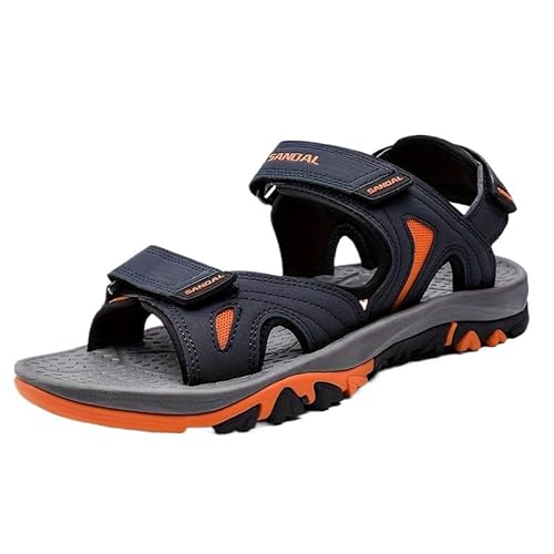JXpxbao Herren Sandalen Strand Sommer Athletische Sandalen Herren Klettverschluss Anti-Rutsch Wandersandalen Outdoor Strand Reisen Trekking Wander (Blau,42) von JXpxbao