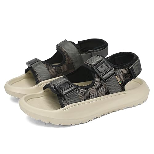 JXpxbao Herren Sandalen Strand Sommer Athletische Sandalen Herren Klettverschluss Anti-Rutsch Wandersandalen Outdoor Strand Reisen Trekking Wander Lässige Sommer Strandsandalen (Braun,44) von JXpxbao