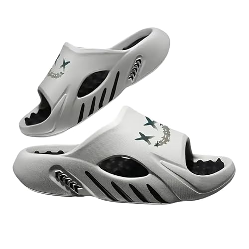 JXpxbao Herren Schlappen Badeschlappen rutschfest Badeschuhe Home Slippers Badelatschen Gartenschuhe Ergonomisch Pantoffeln Schnell trocknend Strandlatschen Bequeme Weich Eva (44,Black Gray) von JXpxbao