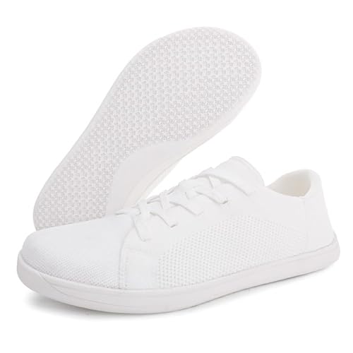 JXpxbao Herren Slip-On Mesh Atmungsaktive rutschfeste Sportschuhe, Strapazierfähiges Streifenmuster, Gummisohle, Ideal für Frühling/Sommer Outdoor Wandern, Camping, Klettern (45,weiß) von JXpxbao