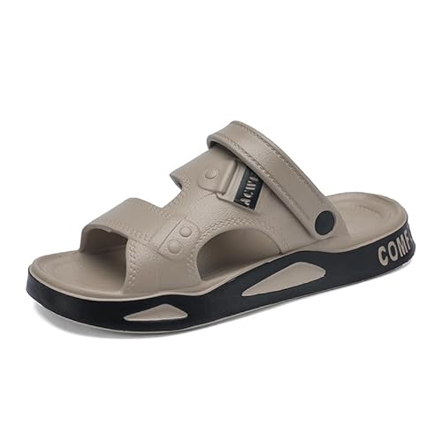 JXpxbao Herren Sport Recovery Sandalen Slide Sandalen Slip Auf Bequeme Leichte Sommer Slipper Schuhe Offene Zehen Männer Sport Latschen Leicht Badelatschen Badeschlappen Sommer Strand (Khaki,42) von JXpxbao
