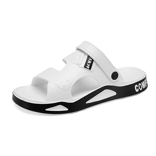 JXpxbao Herren Sport Recovery Sandalen Slide Sandalen Slip Auf Bequeme Leichte Sommer Slipper Schuhe Offene Zehen Männer Sport Latschen Leicht Badelatschen Badeschlappen Sommer Strand (Weiß,42) von JXpxbao