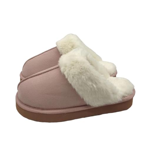 JXpxbao Herren- Und Damenhausschuhe Winter Warme Plüschhausschuhe Wildleder-Memory-Foam-Hausschuhe Mit Kunstfellkragen Geeignet Für Den Innen- Und Außenbereich (Farbe der Lotuswurzel,36) von JXpxbao