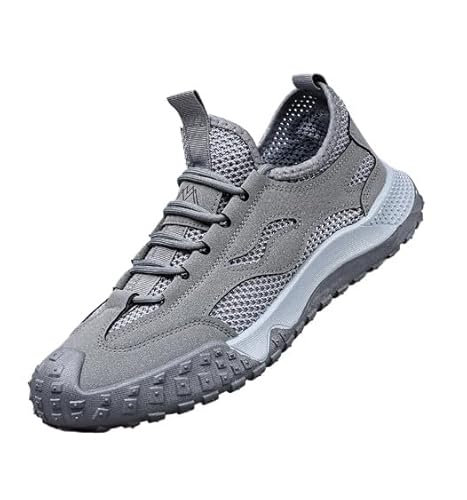 JXpxbao Herren Wanderschuhe rutschfeste Outdoor Sportschuhe Atmungsaktiv Turnschuhe Flach Freizeitschuhe Leicht Slip on Sneakers Laufschuhe Lässiger Schuhe Walkingschuhe (39,Grau) von JXpxbao