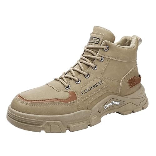 JXpxbao Herren Wanderstiefel Trekkingstiefel Hiking Boots Stiefelette Schnürstiefeletten Motorrad Stiefel Mode Casual Arbeitsstiefel Weiche Für Arbeiten, Camping, Outdoor (Khaki,39) von JXpxbao
