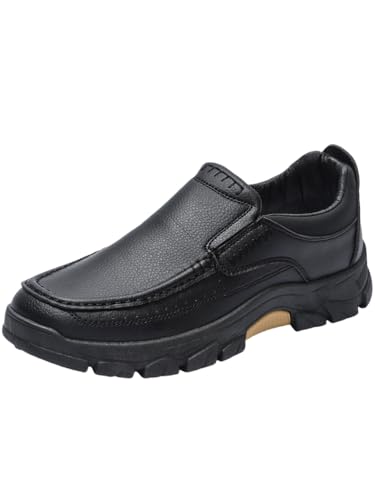 JXpxbao Herren Weit Slip on Sneakers Bequeme Mokassins Herren Leder Slipper Breit Turnschuhe Schwarz Gr.39-48 (42,schwarz) von JXpxbao