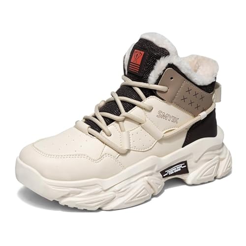 JXpxbao Herren Winterschuhe Warme Gefütterte Winterstiefel Wasserdicht Wanderschuhe Winter Sneaker Outdoorschuhe Trekkingschuhe (Beige,39) von JXpxbao