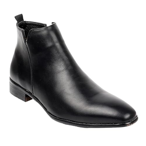 JXpxbao Herrenmode Reißverschluss Chelsea Stiefel Herren-Motorradstiefel Combat Casual Dress Boot Für Männer (Schwarz,48) von JXpxbao