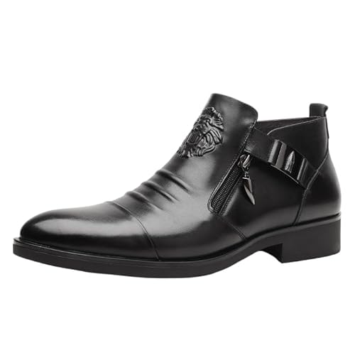 JXpxbao Herrenmode Reißverschluss Chelsea Stiefel Herren-Motorradstiefel Combat Casual Dress Boot Für Männer EU 39-46 (Schwarz,44) von JXpxbao